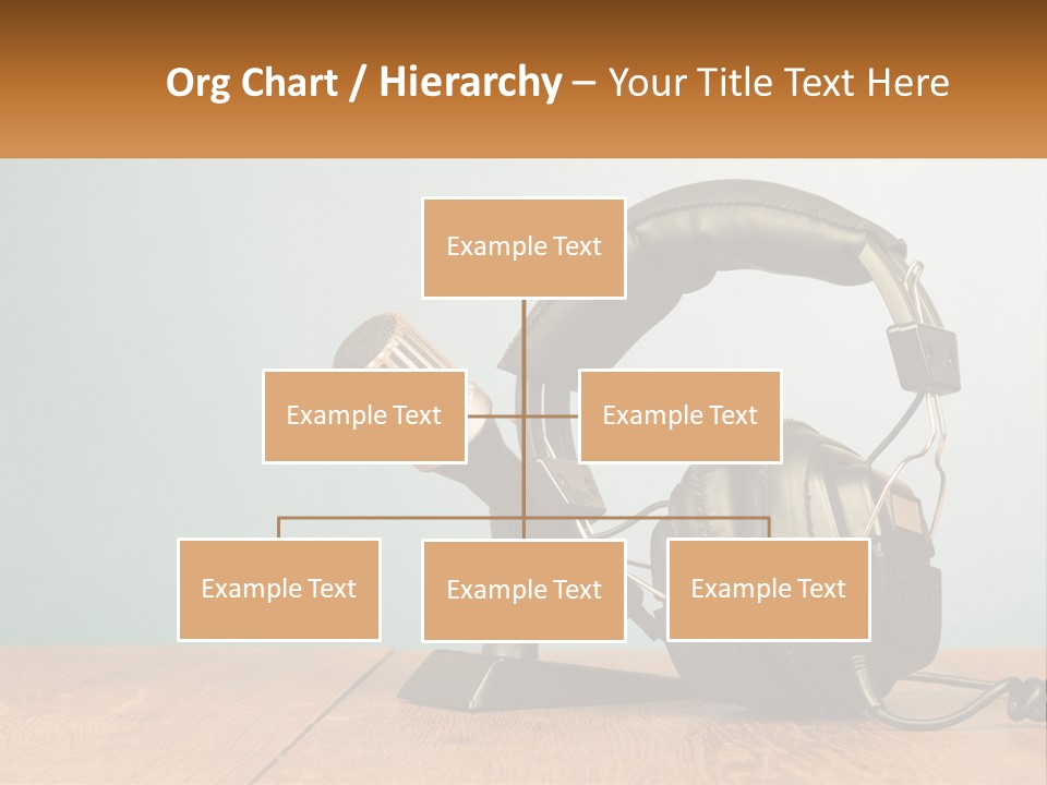 A Microphone And Headphones On A Wooden Table PowerPoint Template