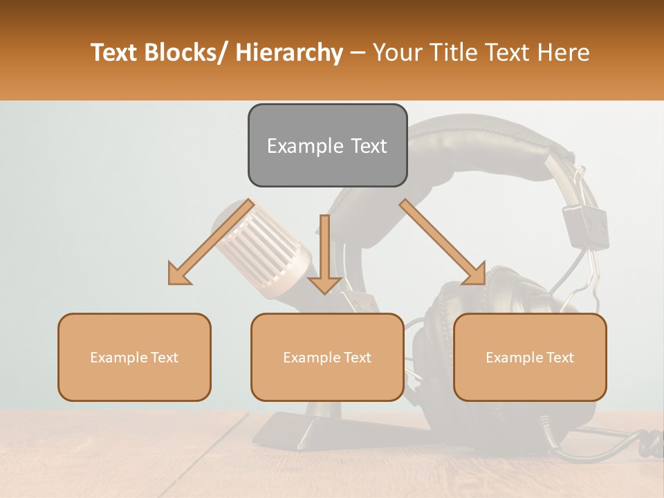 A Microphone And Headphones On A Wooden Table PowerPoint Template