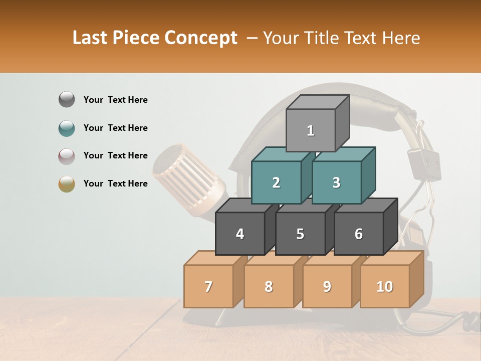 A Microphone And Headphones On A Wooden Table PowerPoint Template