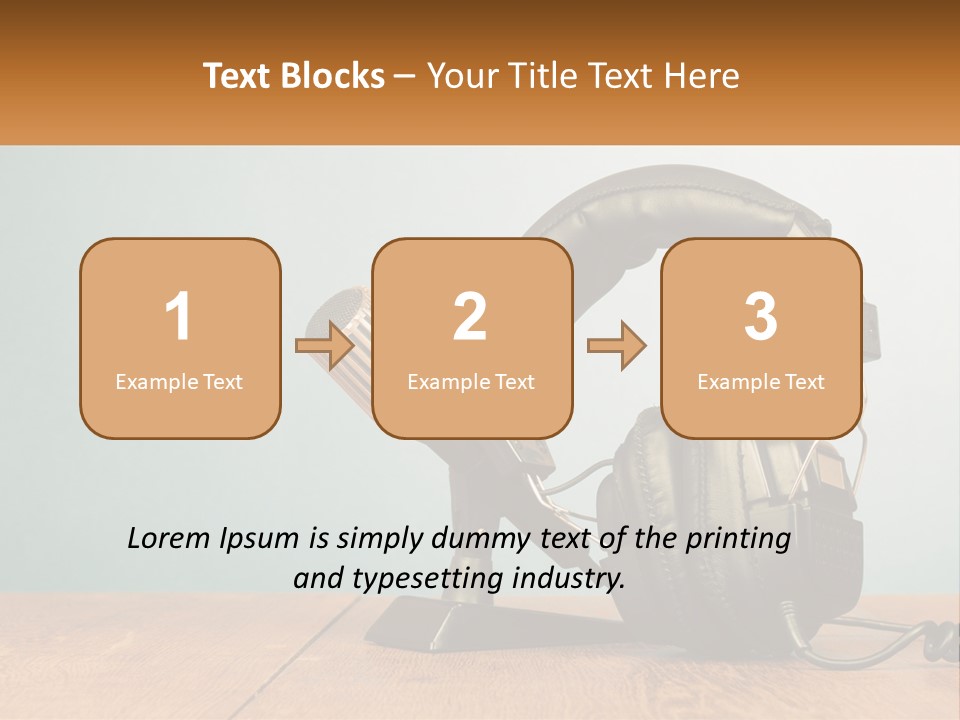 A Microphone And Headphones On A Wooden Table PowerPoint Template