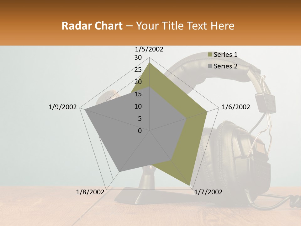 A Microphone And Headphones On A Wooden Table PowerPoint Template