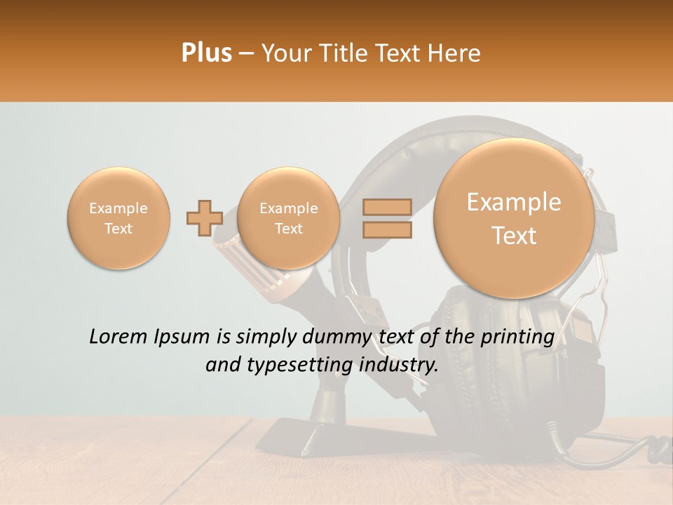 A Microphone And Headphones On A Wooden Table PowerPoint Template