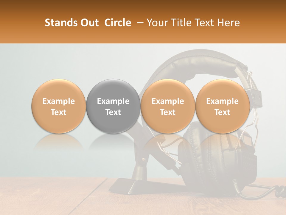 A Microphone And Headphones On A Wooden Table PowerPoint Template