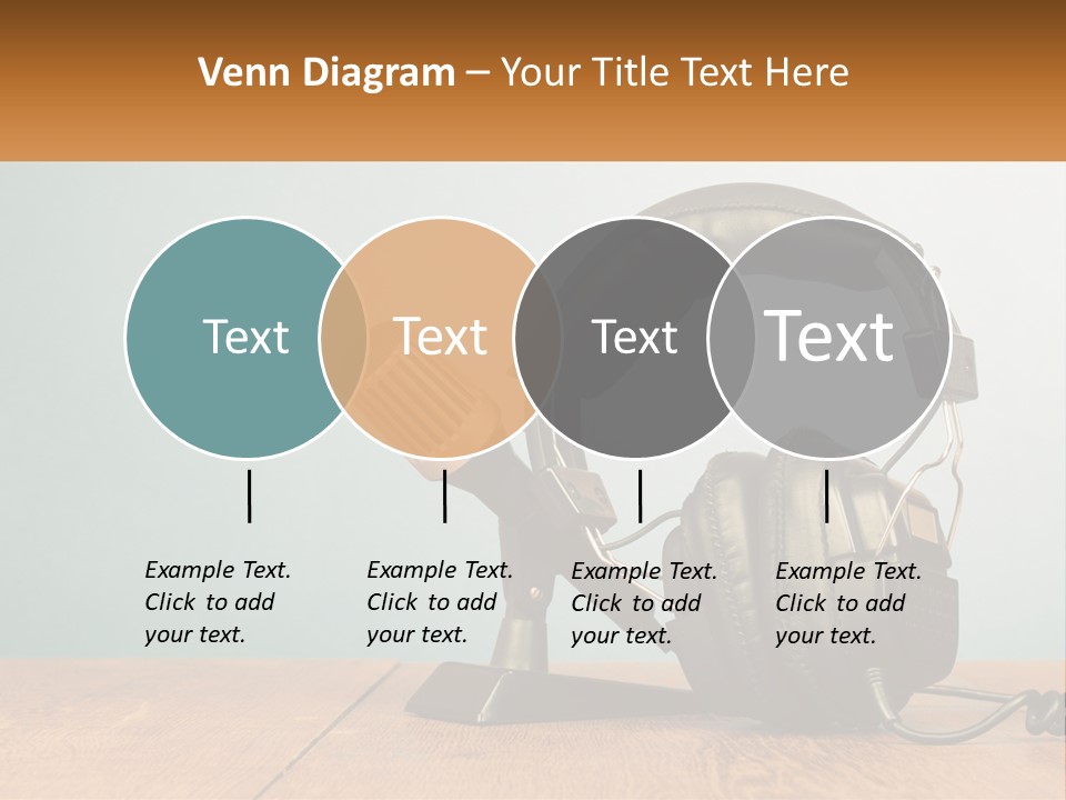 A Microphone And Headphones On A Wooden Table PowerPoint Template