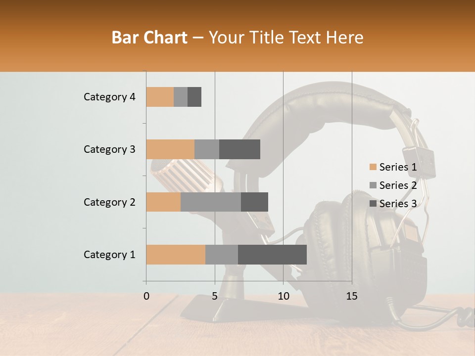 A Microphone And Headphones On A Wooden Table PowerPoint Template