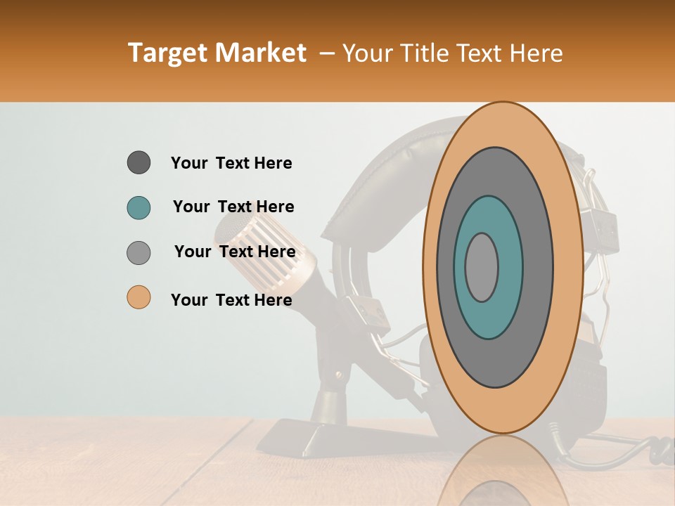 A Microphone And Headphones On A Wooden Table PowerPoint Template