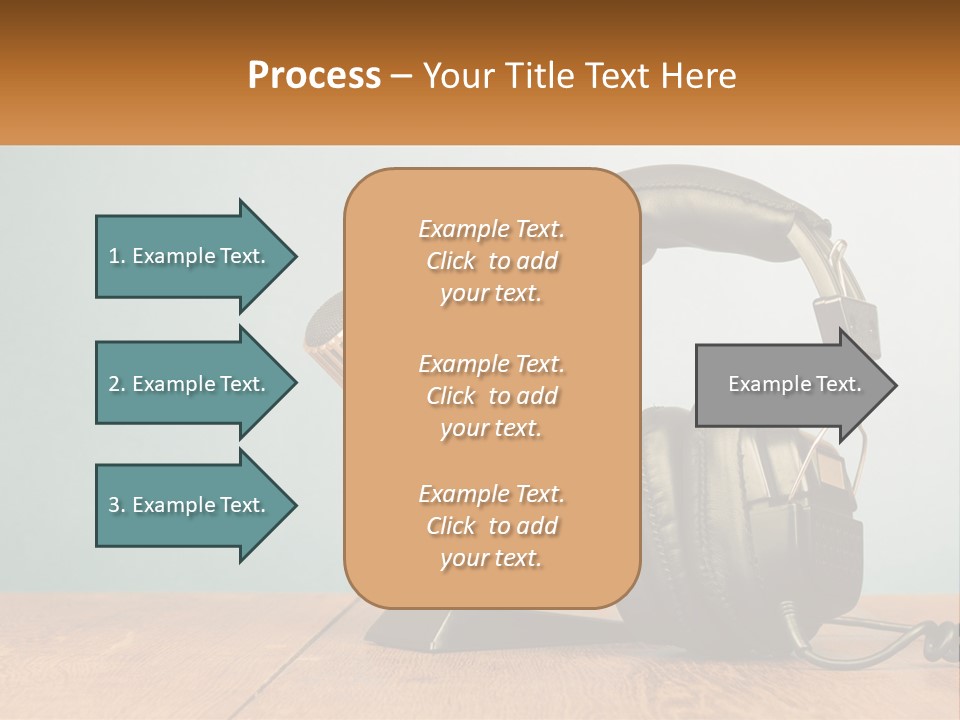 A Microphone And Headphones On A Wooden Table PowerPoint Template