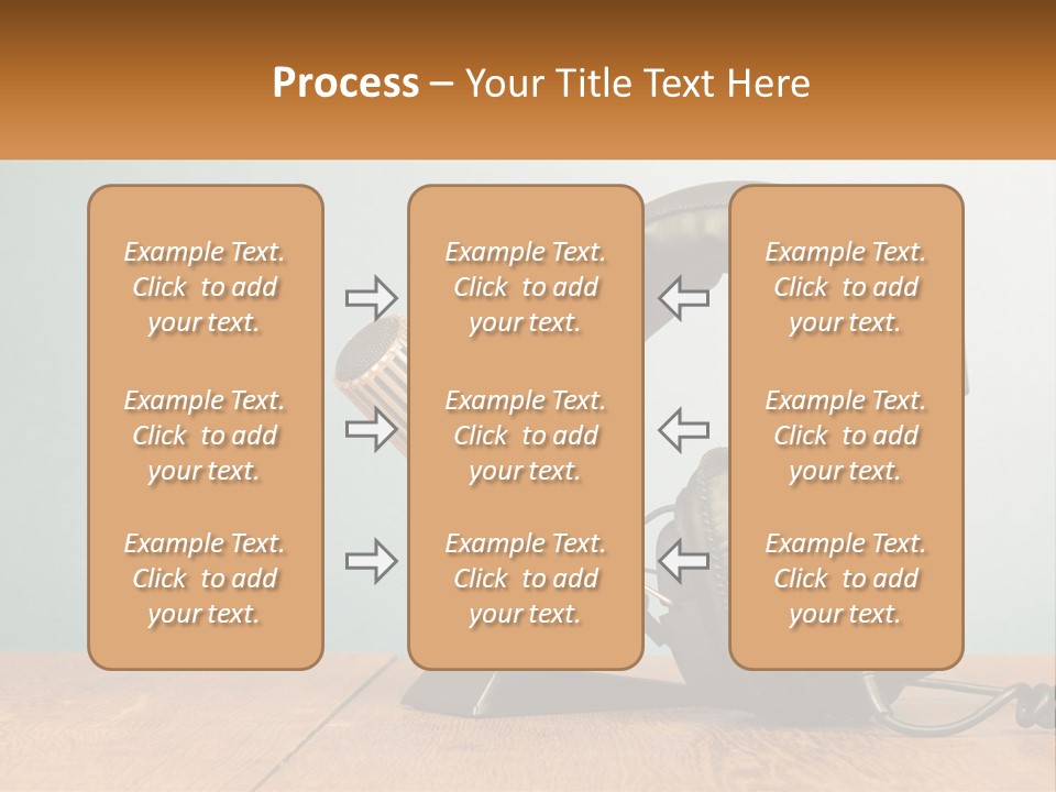 A Microphone And Headphones On A Wooden Table PowerPoint Template