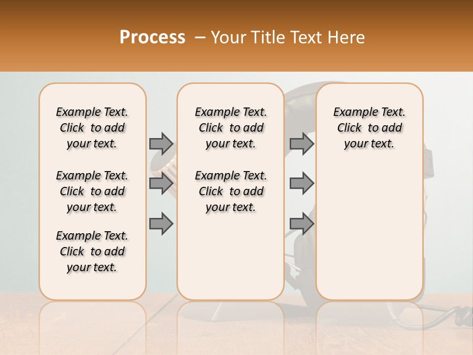 A Microphone And Headphones On A Wooden Table PowerPoint Template