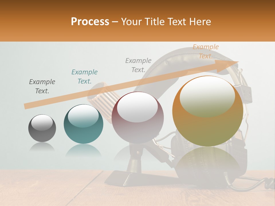 A Microphone And Headphones On A Wooden Table PowerPoint Template