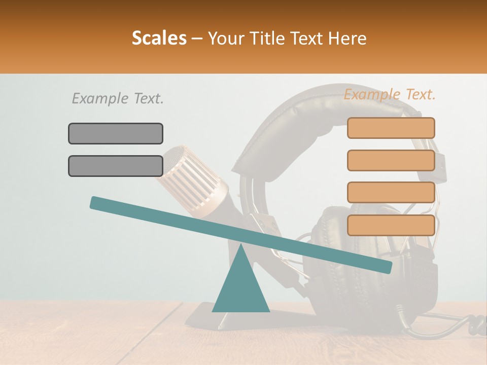 A Microphone And Headphones On A Wooden Table PowerPoint Template