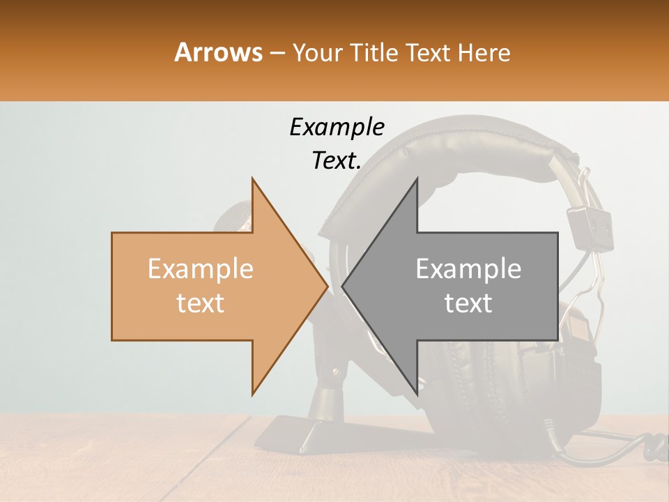 A Microphone And Headphones On A Wooden Table PowerPoint Template
