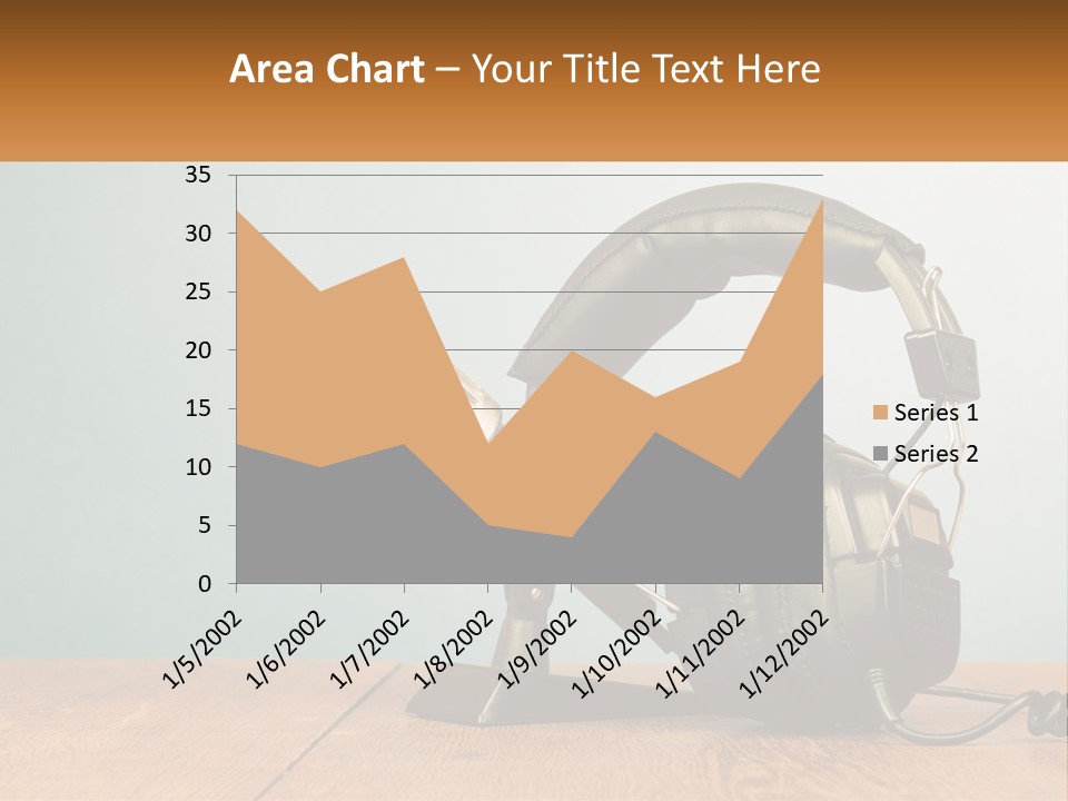 A Microphone And Headphones On A Wooden Table PowerPoint Template