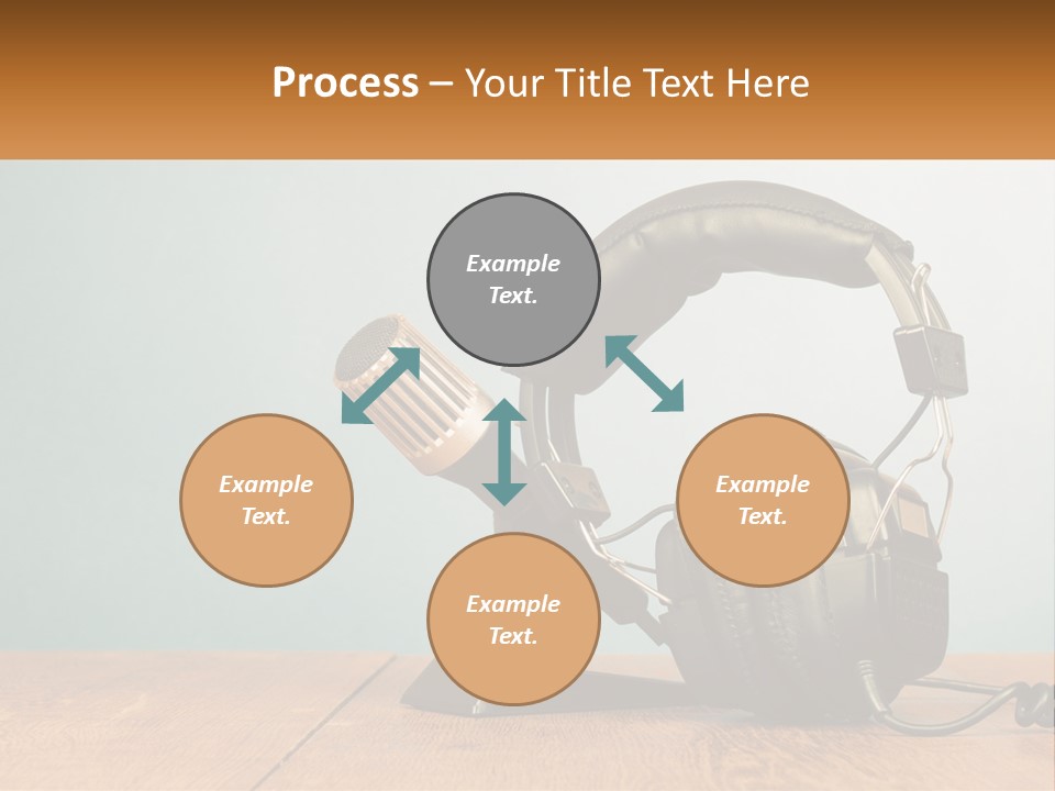 A Microphone And Headphones On A Wooden Table PowerPoint Template