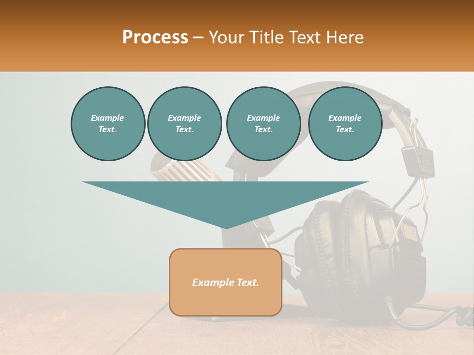 A Microphone And Headphones On A Wooden Table PowerPoint Template