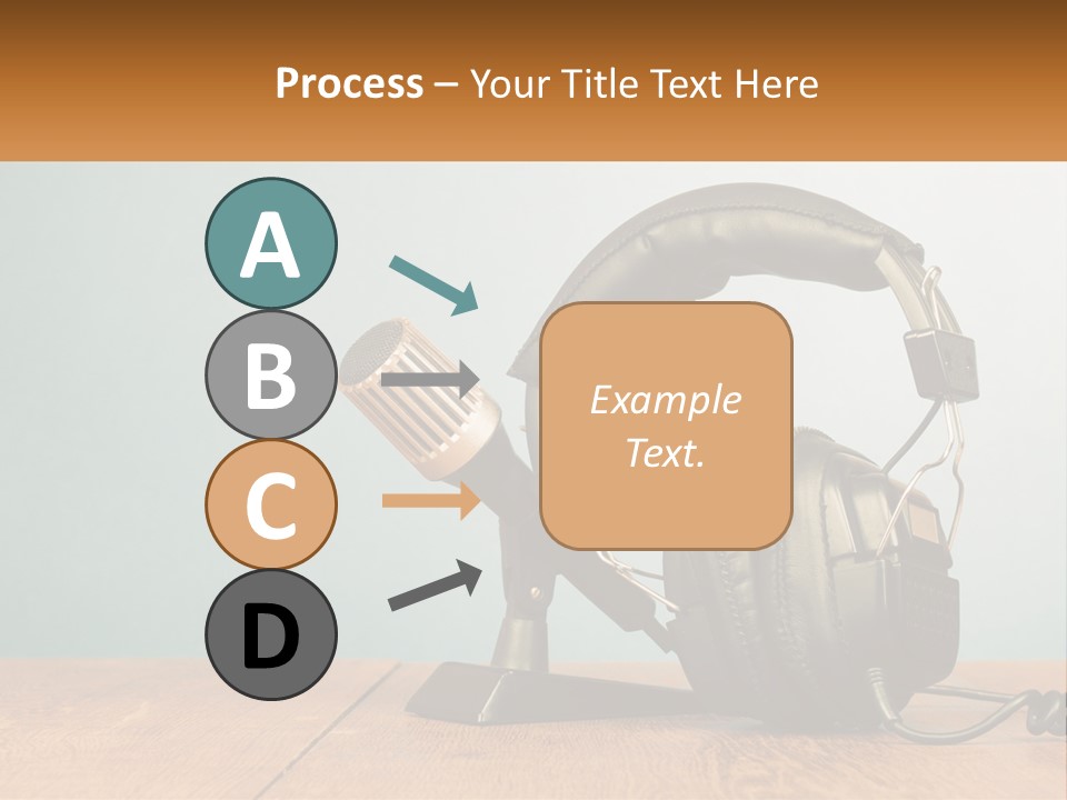 A Microphone And Headphones On A Wooden Table PowerPoint Template