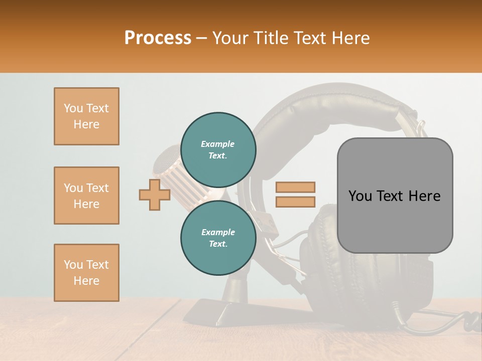 A Microphone And Headphones On A Wooden Table PowerPoint Template
