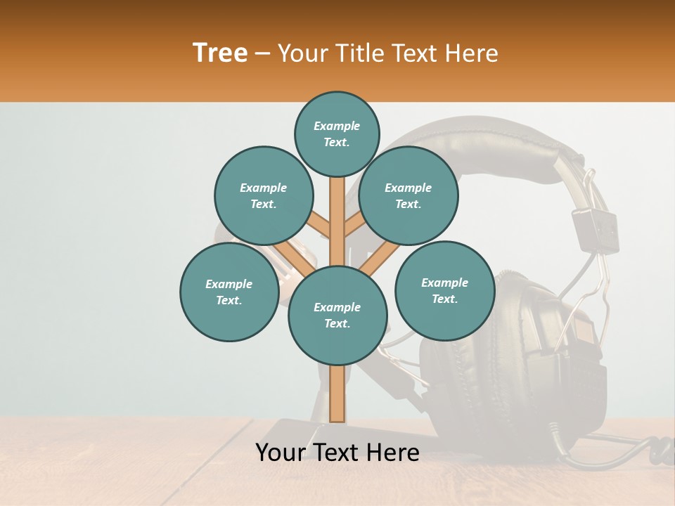 A Microphone And Headphones On A Wooden Table PowerPoint Template