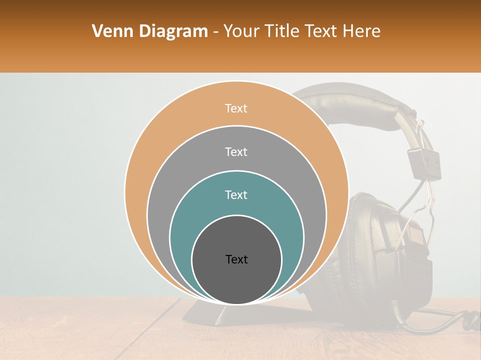 A Microphone And Headphones On A Wooden Table PowerPoint Template