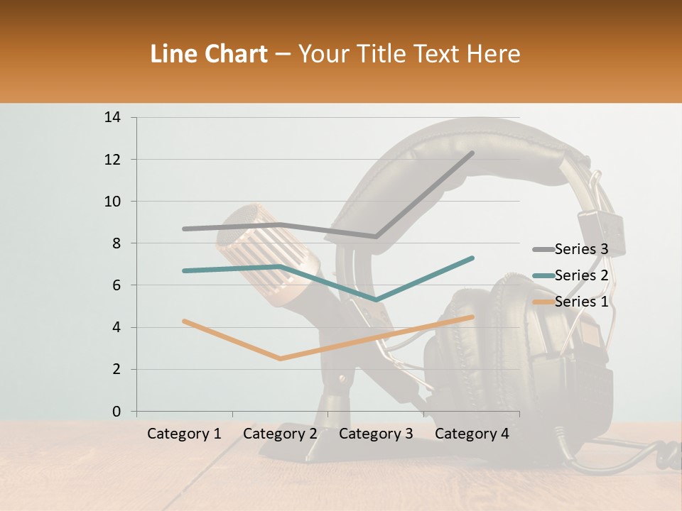 A Microphone And Headphones On A Wooden Table PowerPoint Template