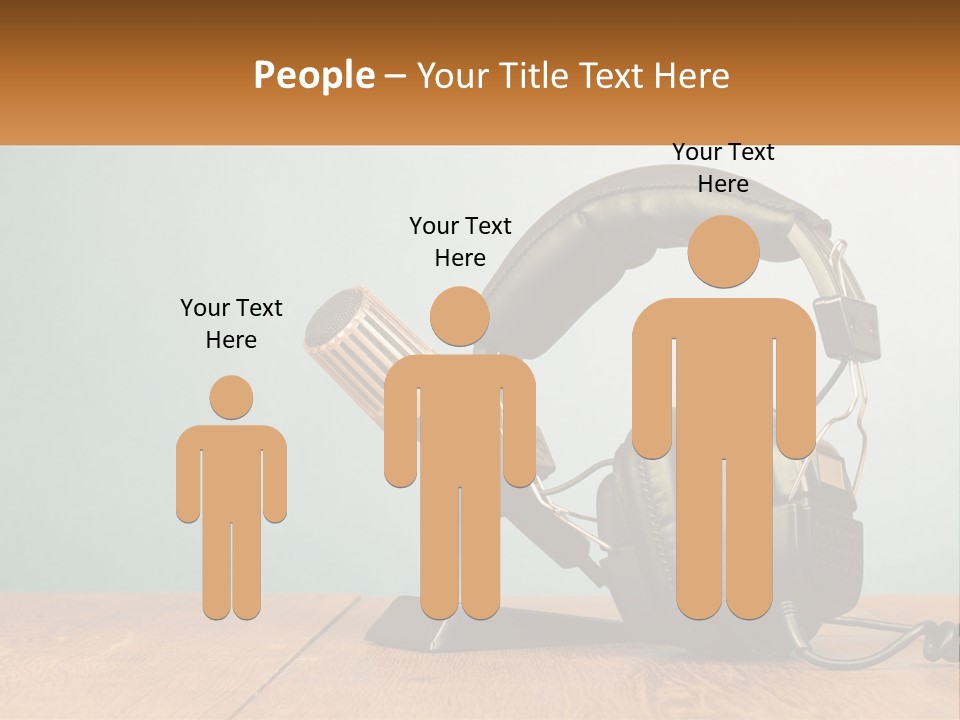 A Microphone And Headphones On A Wooden Table PowerPoint Template