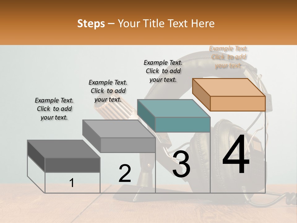 A Microphone And Headphones On A Wooden Table PowerPoint Template
