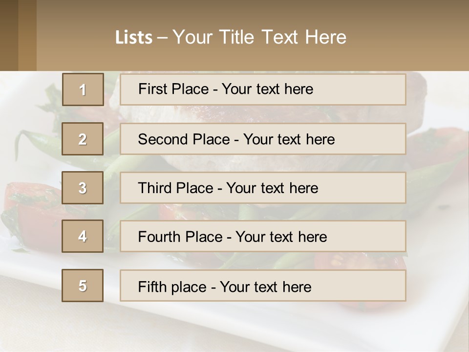 A White Plate Topped With Meat And Veggies PowerPoint Template