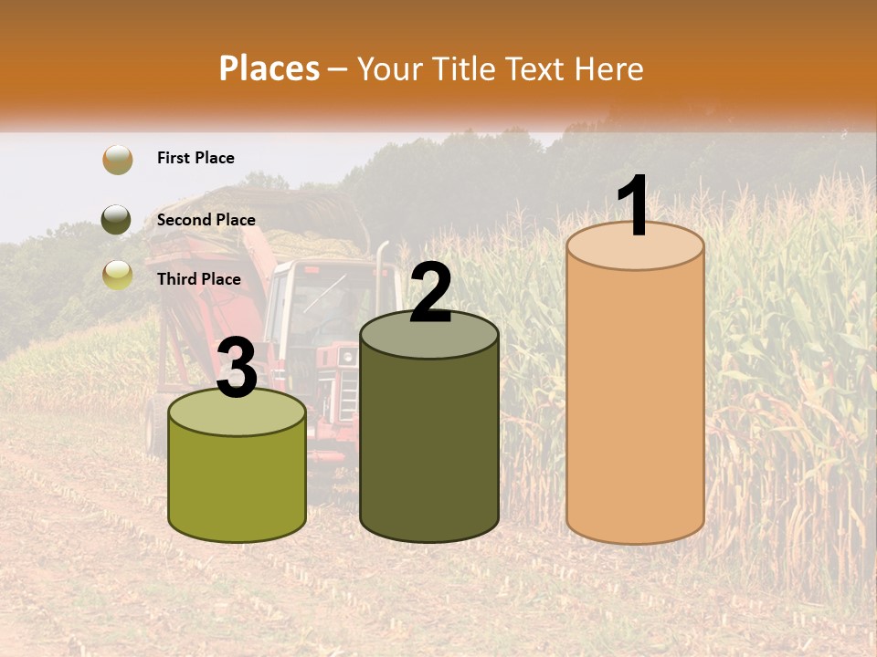 A Red Tractor Driving Down A Road Next To A Corn Field PowerPoint Template