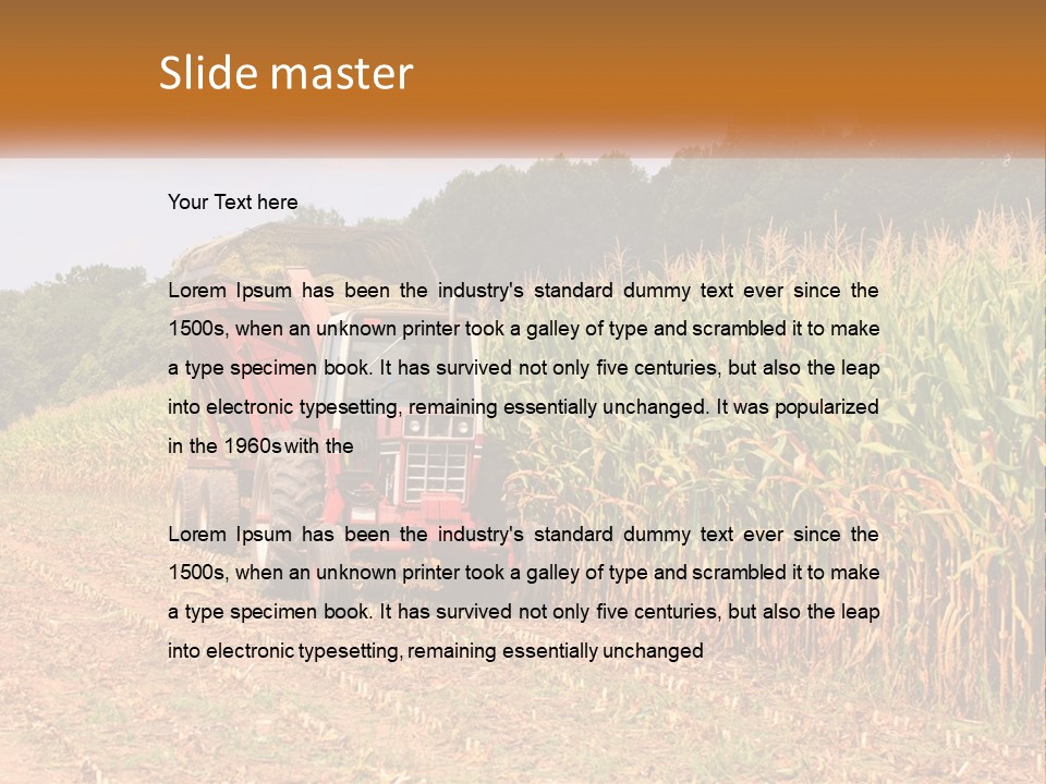 A Red Tractor Driving Down A Road Next To A Corn Field PowerPoint Template