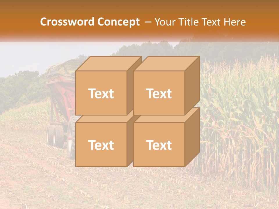 A Red Tractor Driving Down A Road Next To A Corn Field PowerPoint Template