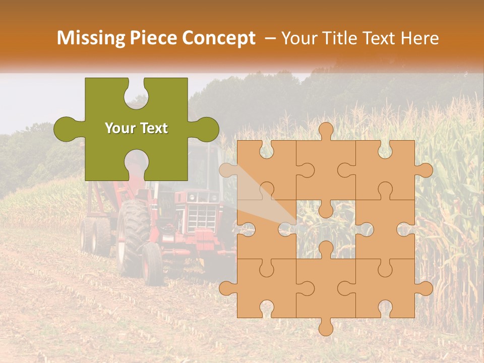 A Red Tractor Driving Down A Road Next To A Corn Field PowerPoint Template