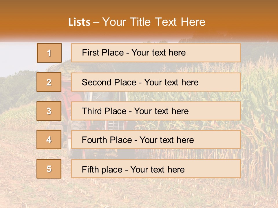 A Red Tractor Driving Down A Road Next To A Corn Field PowerPoint Template