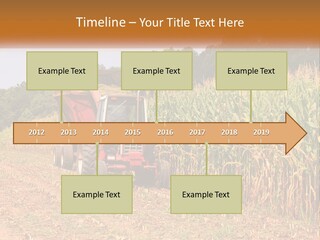 A Red Tractor Driving Down A Road Next To A Corn Field PowerPoint Template