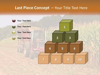 A Red Tractor Driving Down A Road Next To A Corn Field PowerPoint Template