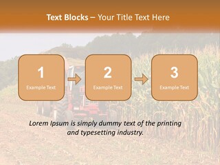 A Red Tractor Driving Down A Road Next To A Corn Field PowerPoint Template