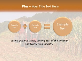 A Red Tractor Driving Down A Road Next To A Corn Field PowerPoint Template