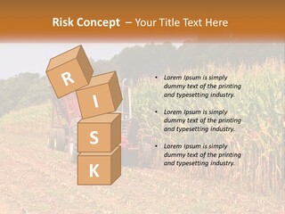 A Red Tractor Driving Down A Road Next To A Corn Field PowerPoint Template