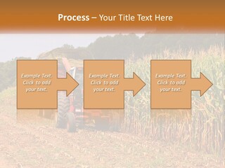 A Red Tractor Driving Down A Road Next To A Corn Field PowerPoint Template