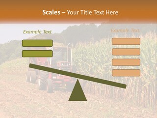 A Red Tractor Driving Down A Road Next To A Corn Field PowerPoint Template