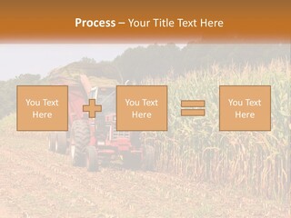 A Red Tractor Driving Down A Road Next To A Corn Field PowerPoint Template