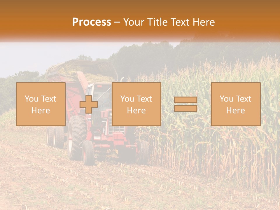 A Red Tractor Driving Down A Road Next To A Corn Field PowerPoint Template