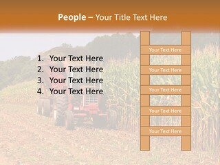 A Red Tractor Driving Down A Road Next To A Corn Field PowerPoint Template