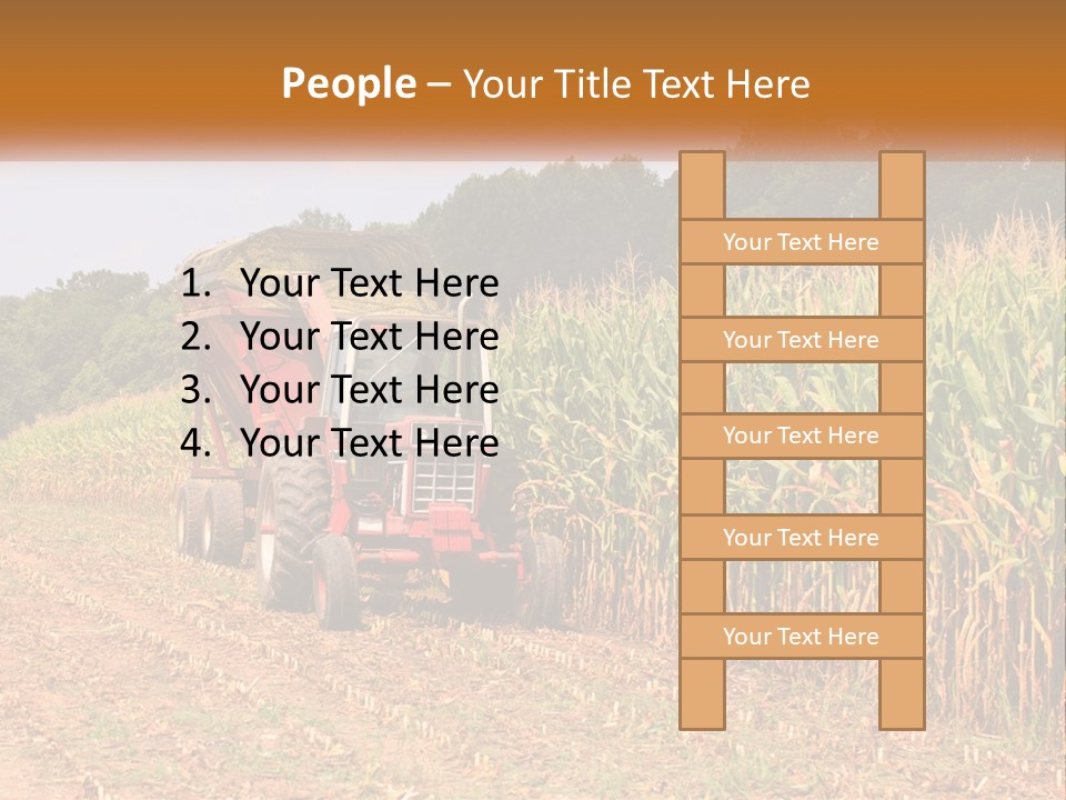 A Red Tractor Driving Down A Road Next To A Corn Field PowerPoint Template