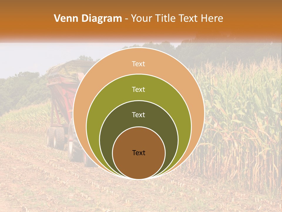 A Red Tractor Driving Down A Road Next To A Corn Field PowerPoint Template