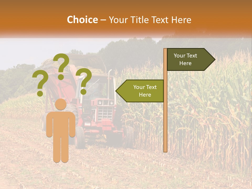 A Red Tractor Driving Down A Road Next To A Corn Field PowerPoint Template