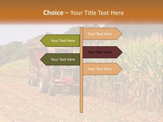 A Red Tractor Driving Down A Road Next To A Corn Field PowerPoint Template