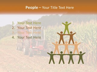 A Red Tractor Driving Down A Road Next To A Corn Field PowerPoint Template