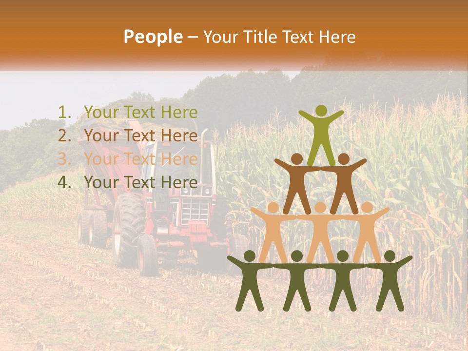 A Red Tractor Driving Down A Road Next To A Corn Field PowerPoint Template