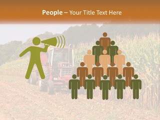 A Red Tractor Driving Down A Road Next To A Corn Field PowerPoint Template