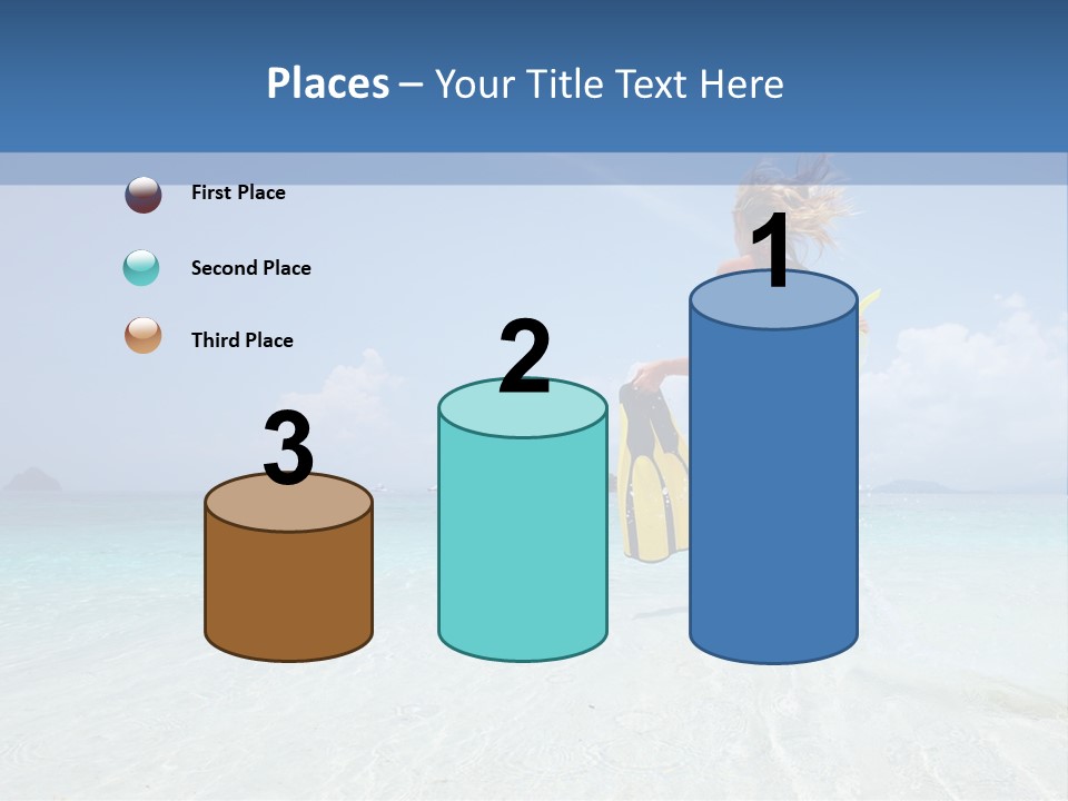 A Woman Running In The Water With A Surfboard PowerPoint Template